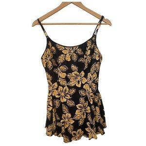 Cole Of California Vintage Hawaiian Print One Piece Swimsuit And Skirt